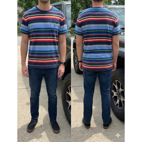 Polo Ralph Lauren T-Shirt Mens Large Striped Pocket Tee Classic Fit Multicolor - Picture 1 of 6